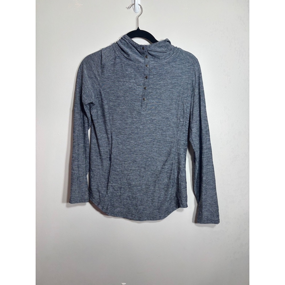 Duluth Trading Heathered Gray Long Sleeve Hoodie Pullover Snap Neck Women's XS